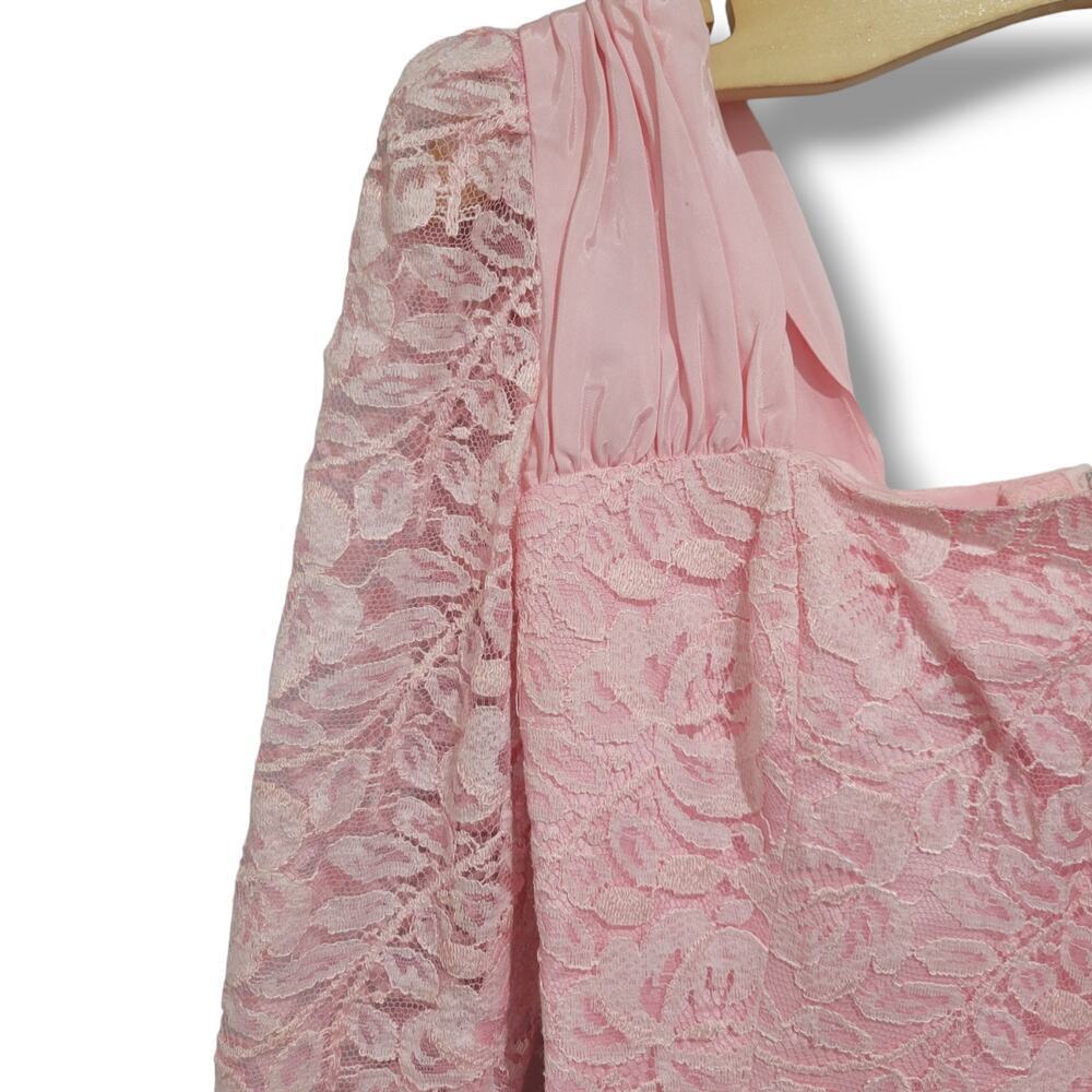 Roberta California Vintage Pink Lace Ruffle Bodycon Dress – Size 5/6 - Picture 4 of 14